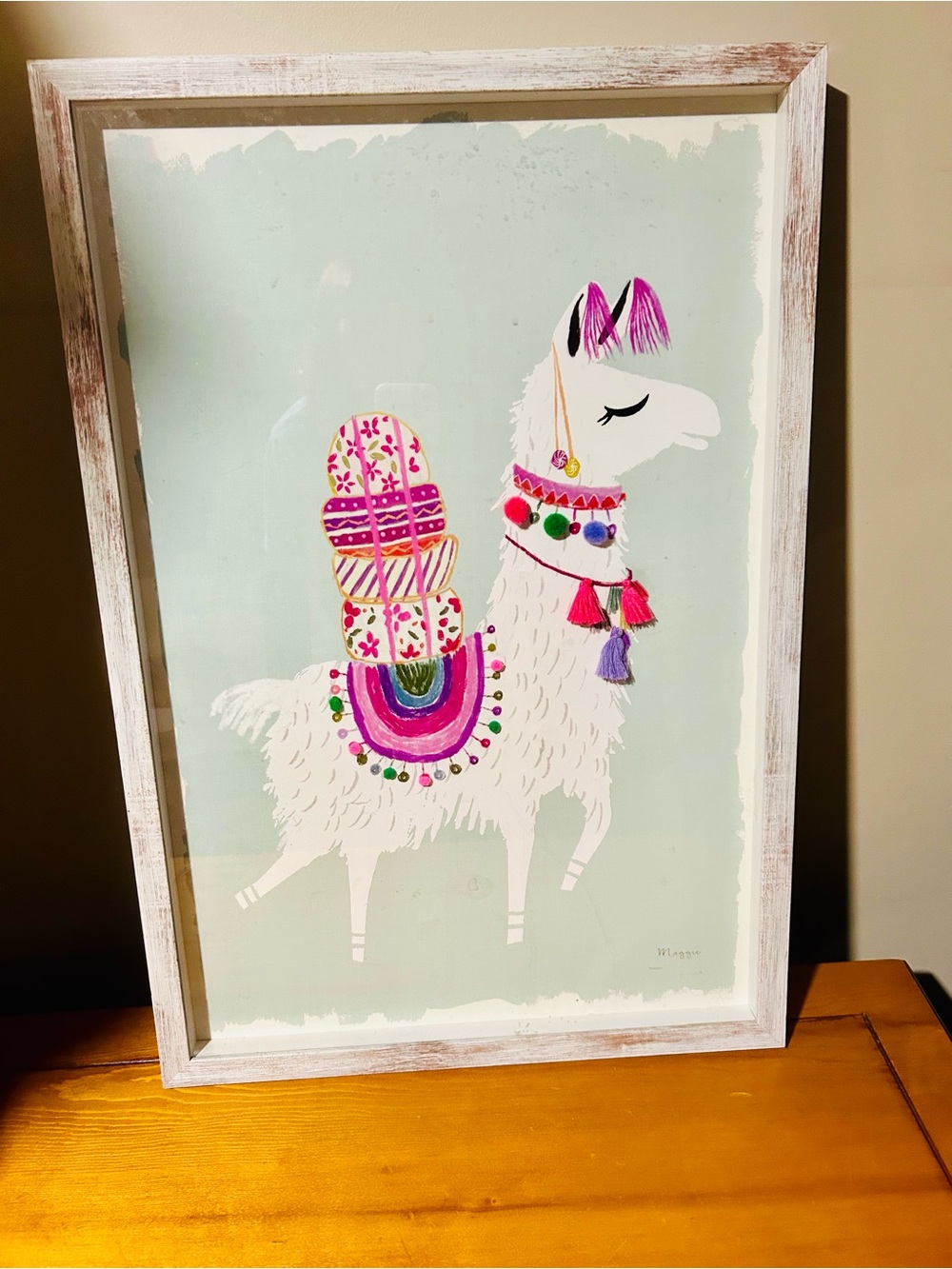 Whimsical White Llama Wall Art with Colorful Accents